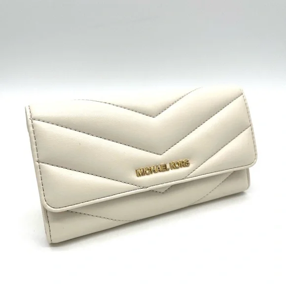 Michael Kors Cream Quilted Large Trifold Wallet